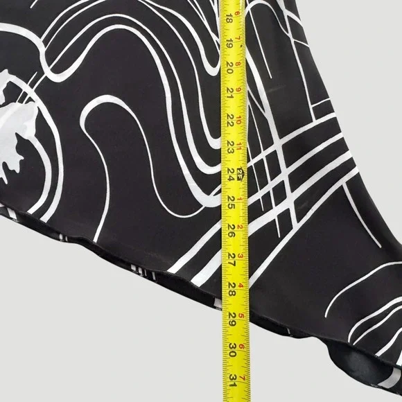 Vintage Ozone USA Black White Asymmetrical Handkerchief Blouse M Y2K Whimsigoth - Picture 9 of 13